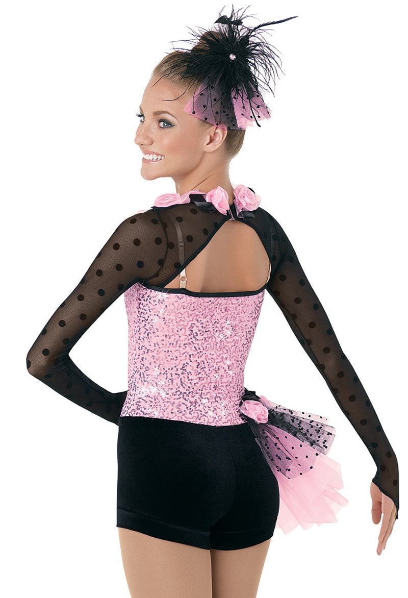 This pink sequined jazz and character dance costume image 2
