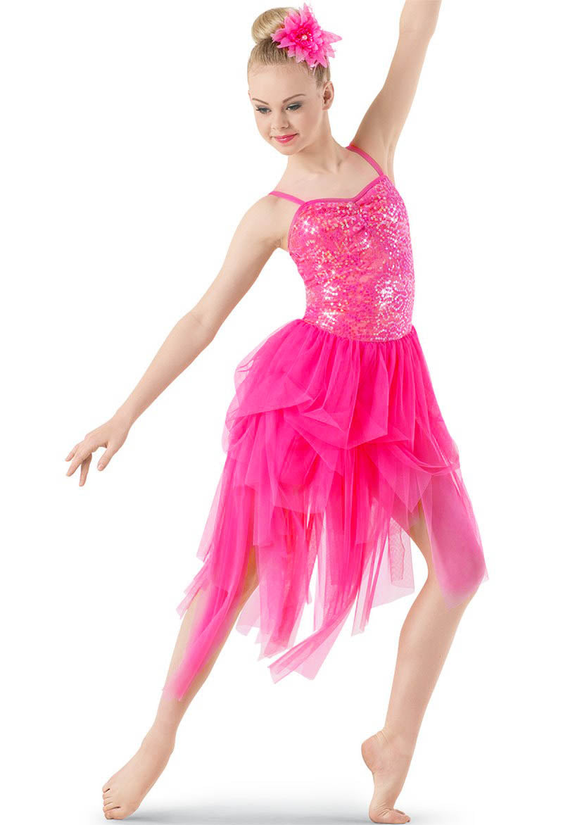 Weissman Hot Pink Sequin Lace Lyrical Dance Dress image 1