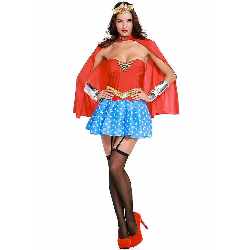 Wonder woman corset dress and red cape outfit image 0