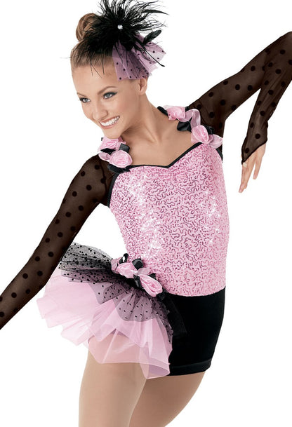 This pink sequined jazz and character dance costume image 1